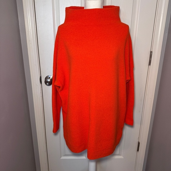Free People Oversized Orangish-Red Mock Neck Sweater - Picture 6 of 16